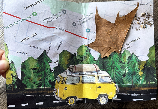 Middle section with map and car
